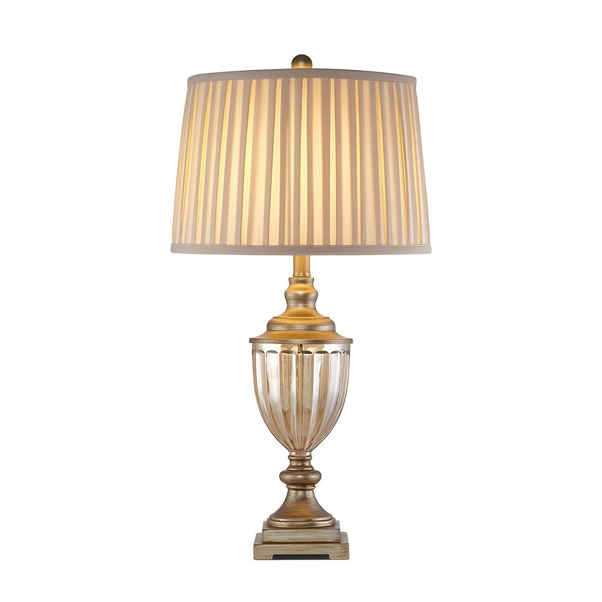 White Classical Style Art Vintage Brass Gold Table Lamp Image - 5