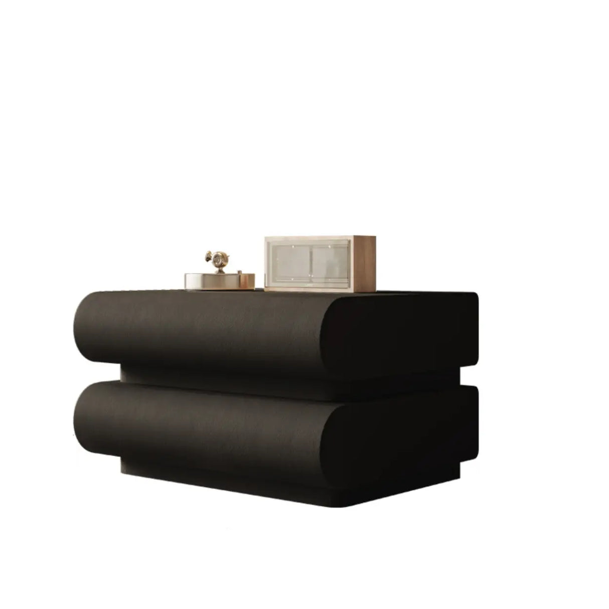 White Compact 3-Drawer Wood Faux Leather Nightstand Image - 13