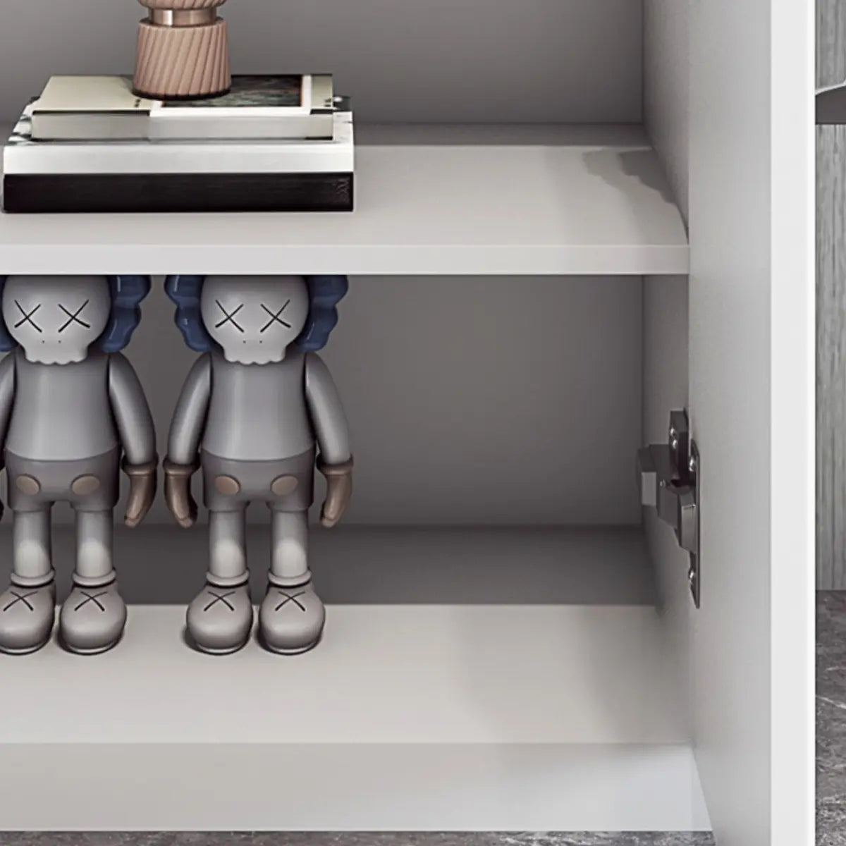 White Composite Wood Buffet with Drawers and Shelves Image - 11