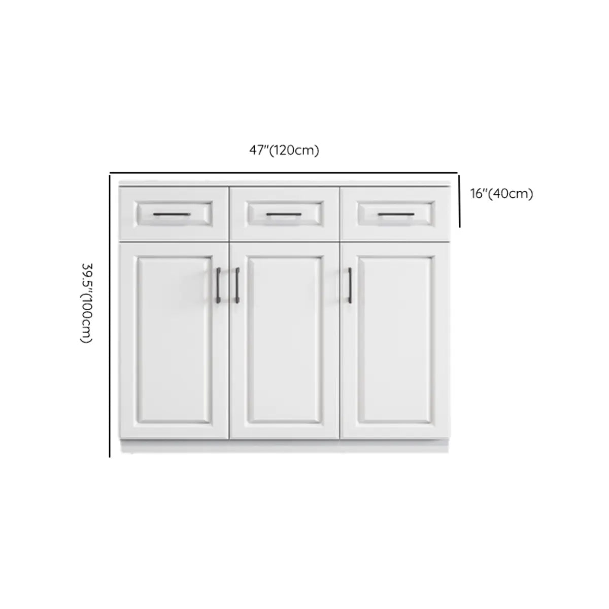 White Composite Wood Buffet with Drawers and Shelves