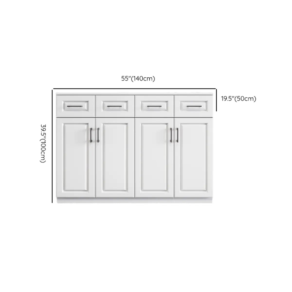 White Composite Wood Buffet with Drawers and Shelves Image - 19