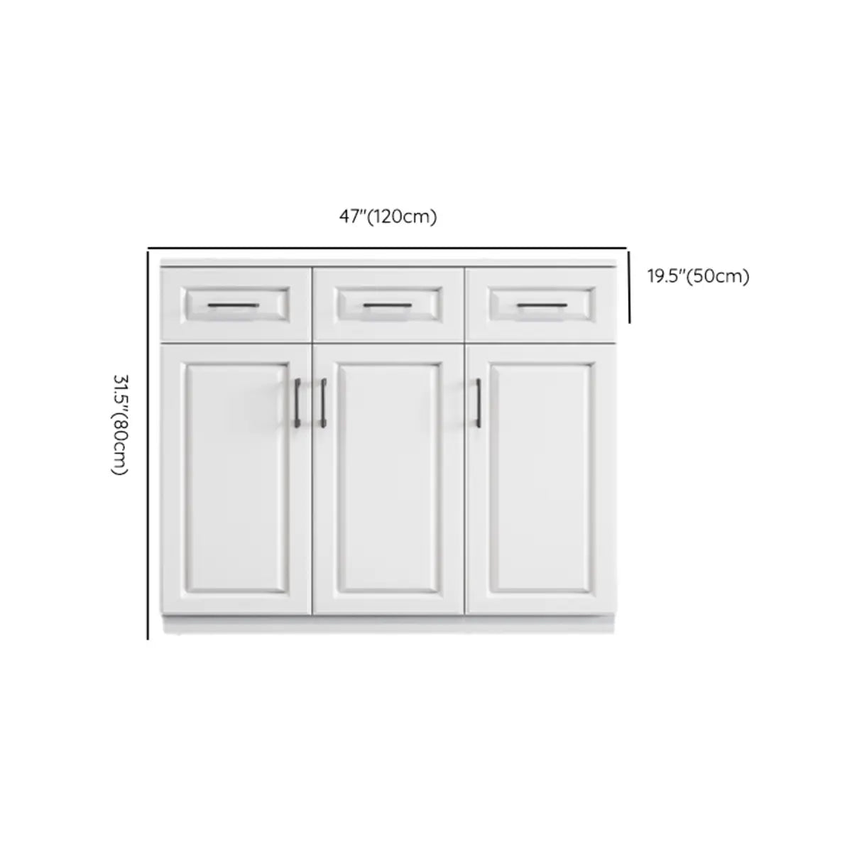 White Composite Wood Buffet with Drawers and Shelves Image - 23