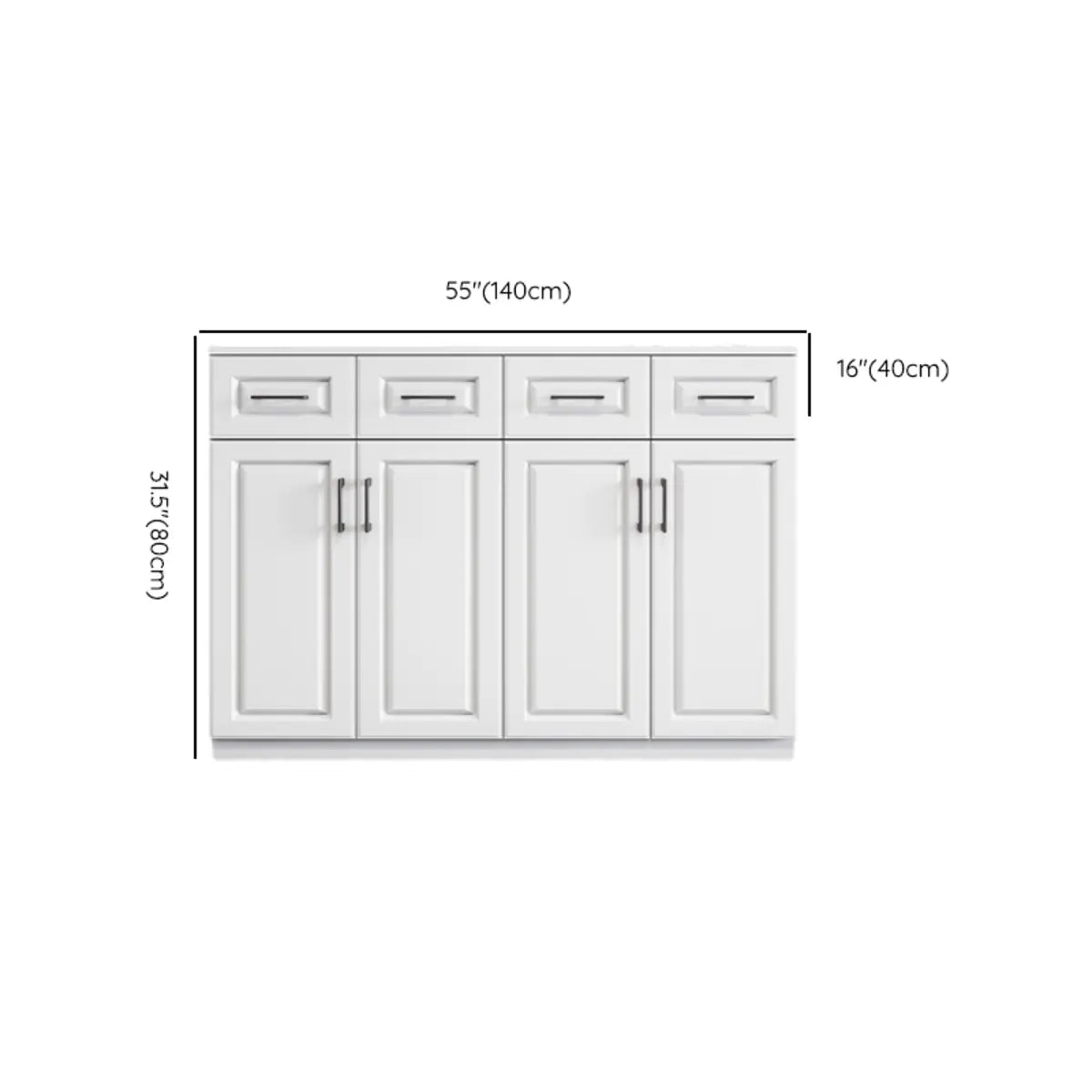 White Composite Wood Buffet with Drawers and Shelves Image - 27