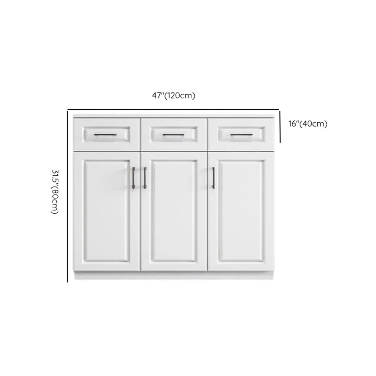 White Composite Wood Buffet with Drawers and Shelves Image - 28