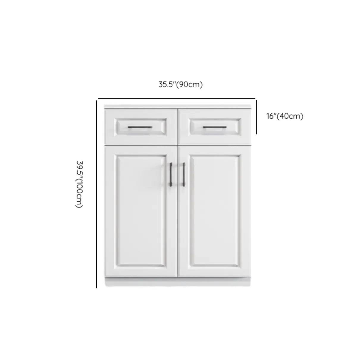 White Composite Wood Buffet with Drawers and Shelves Image - 31