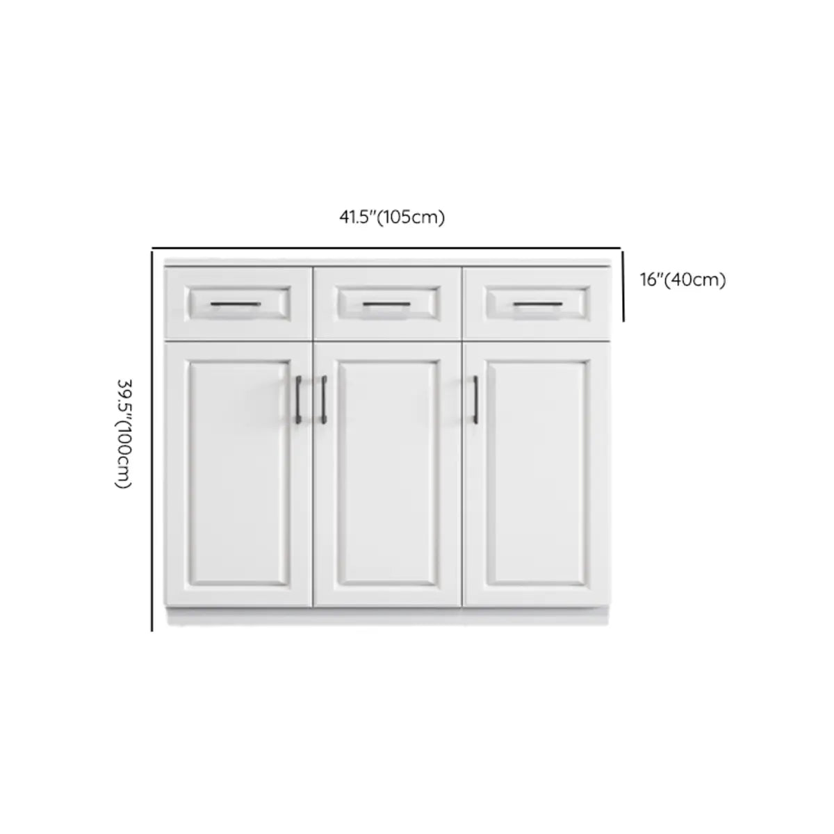 White Composite Wood Buffet with Drawers and Shelves Image - 36