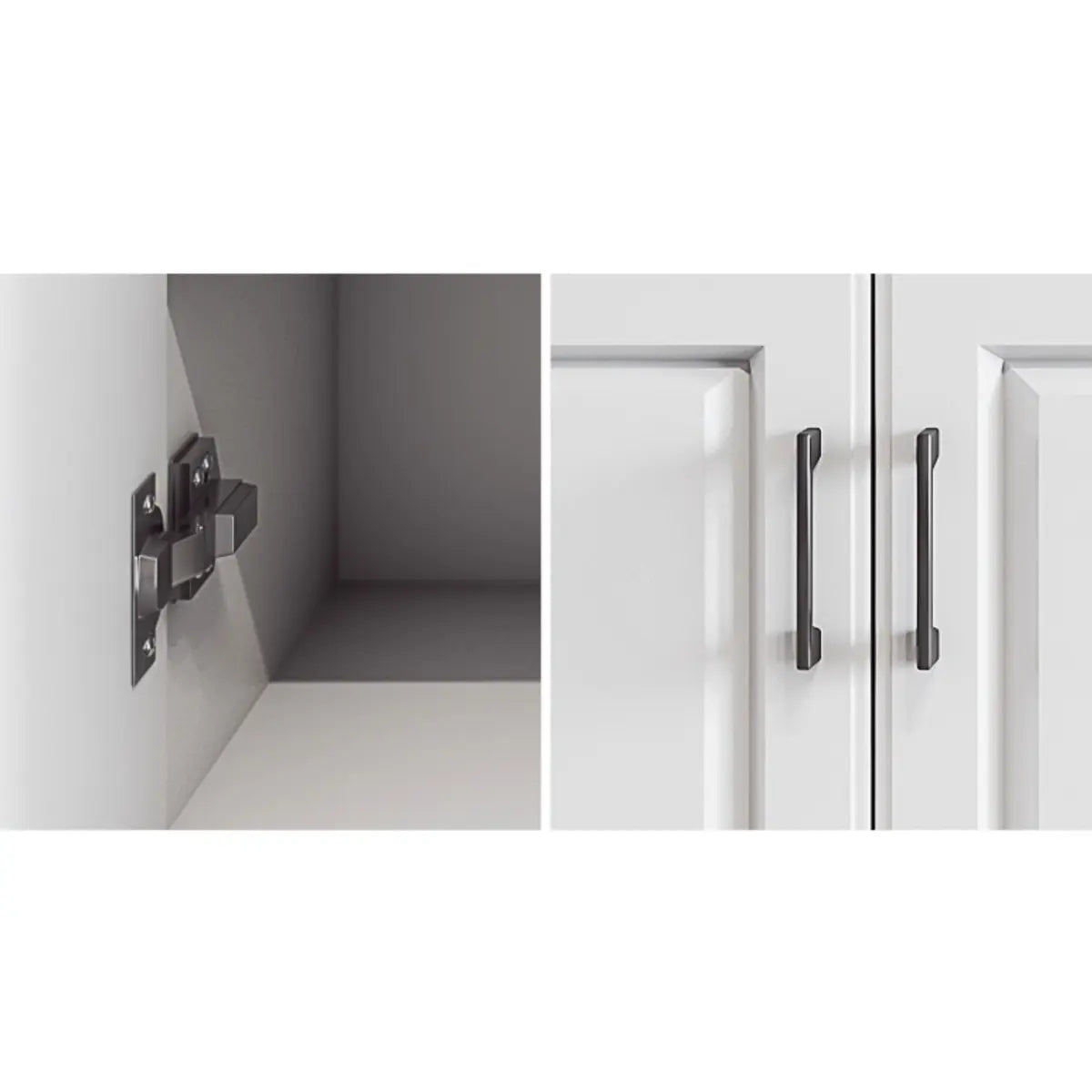 White Composite Wood Buffet with Drawers and Shelves Image - 9