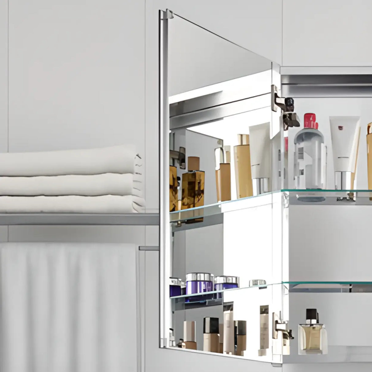 White Curved Ceramic Sink Bathroom Vanity with Cabinet Image - 10