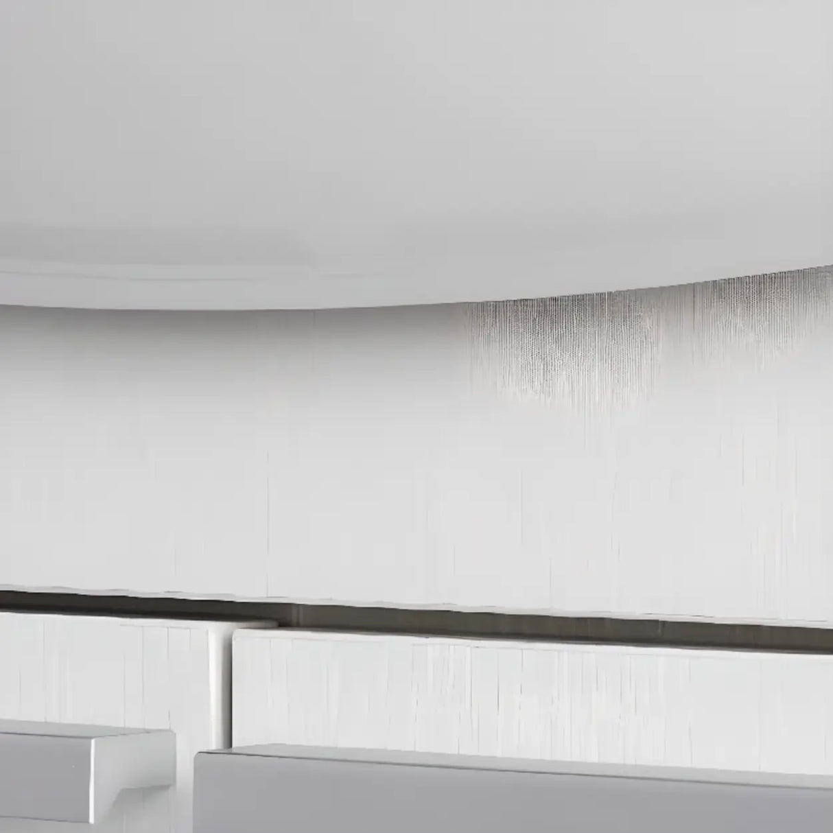 White Curved Ceramic Sink Bathroom Vanity with Cabinet Image - 4