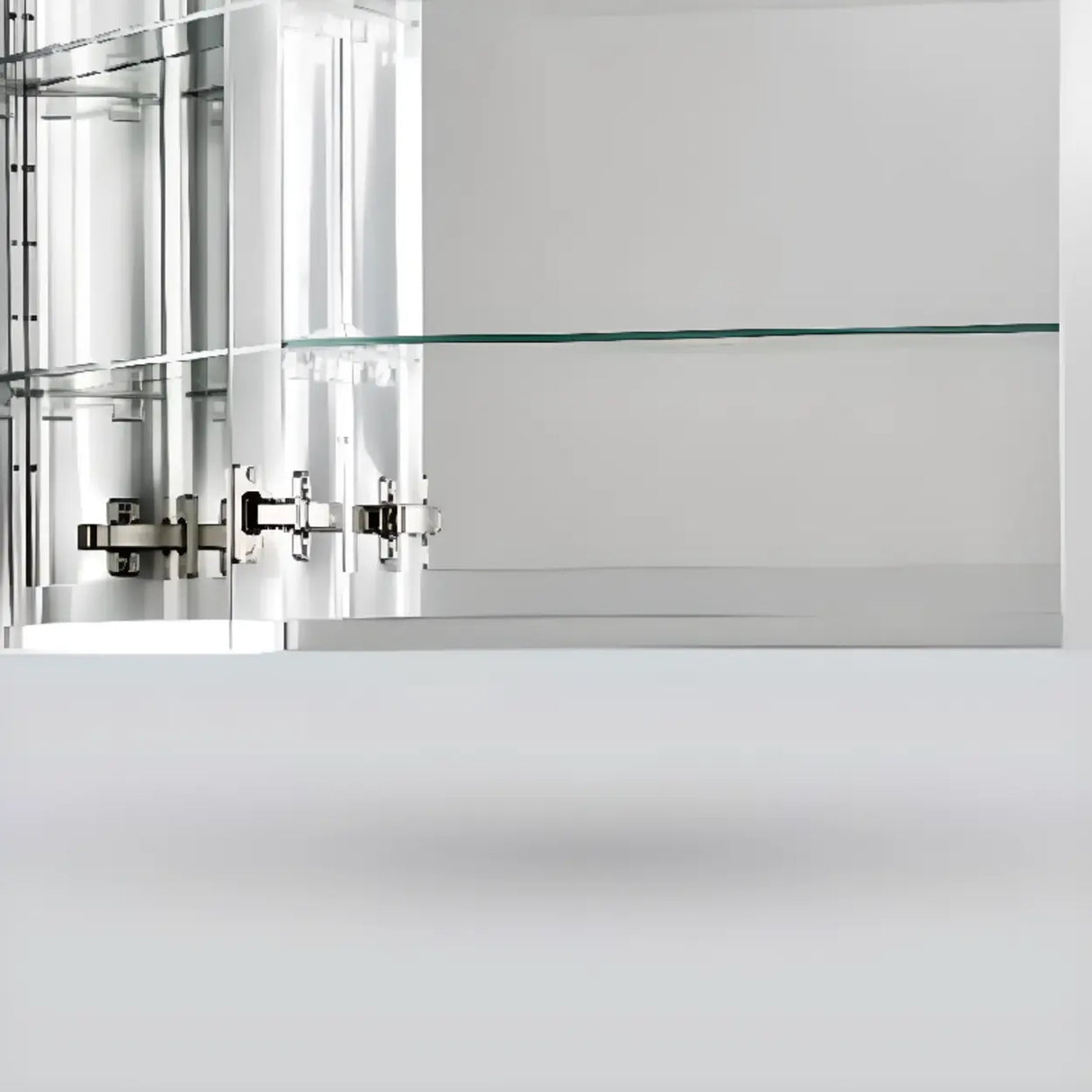 White Curved Ceramic Sink Bathroom Vanity with Cabinet Image - 7