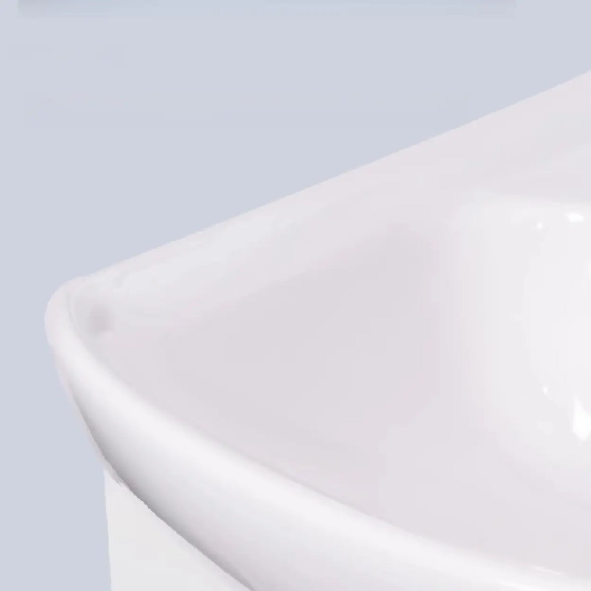 White Curved Ceramic Sink Bathroom Vanity with Cabinet Image - 8