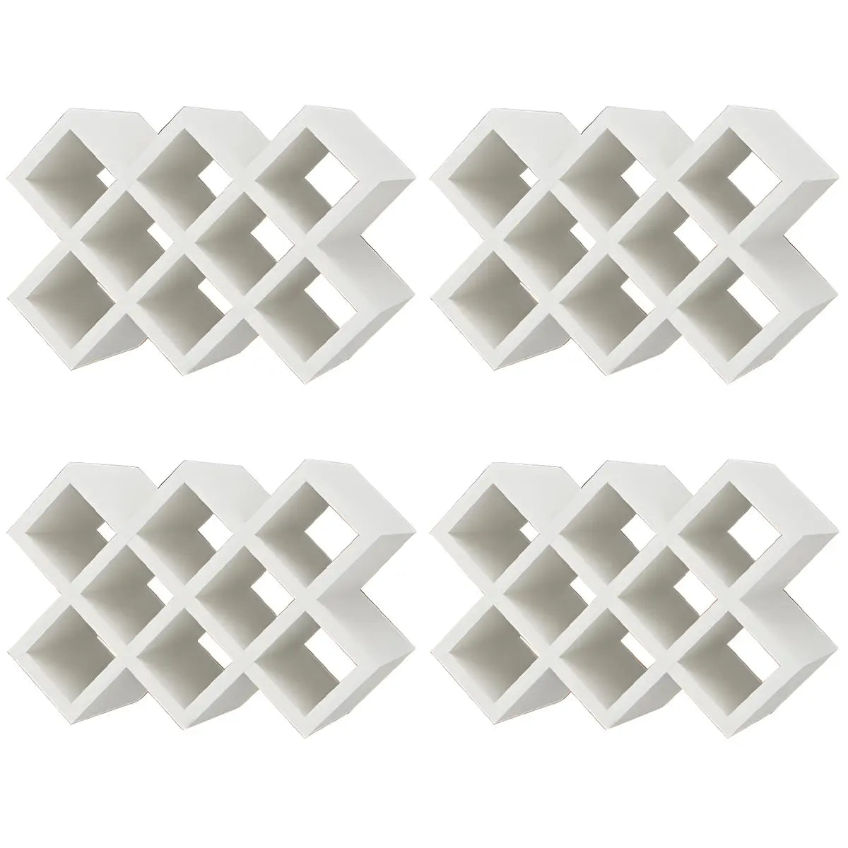 White Diamond Wood Large Tabletop Stackable Wine Rack Holder Image - 32