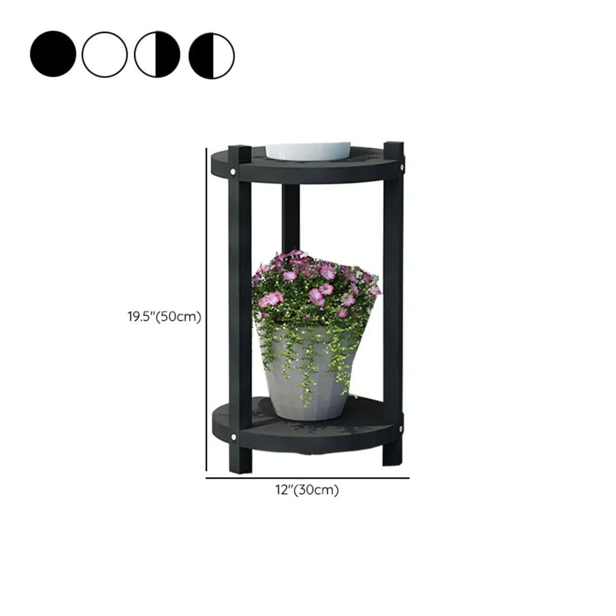 White Display Shelf Round Wood Multi-Tier Plant Stand