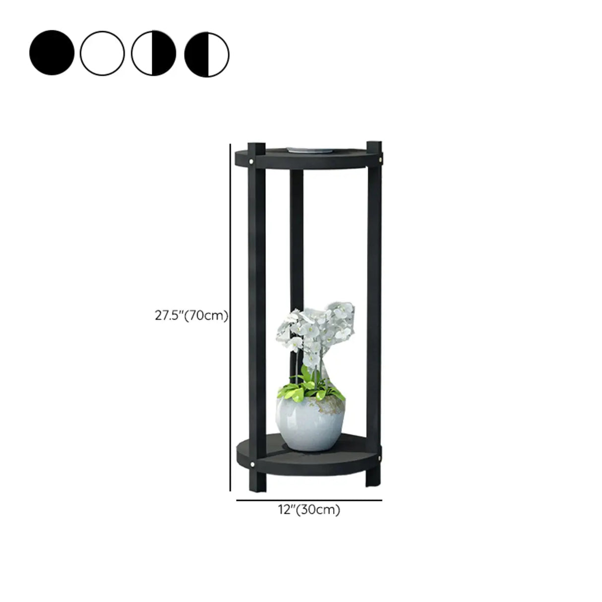 White Display Shelf Round Wood Multi-Tier Plant Stand Image - 27