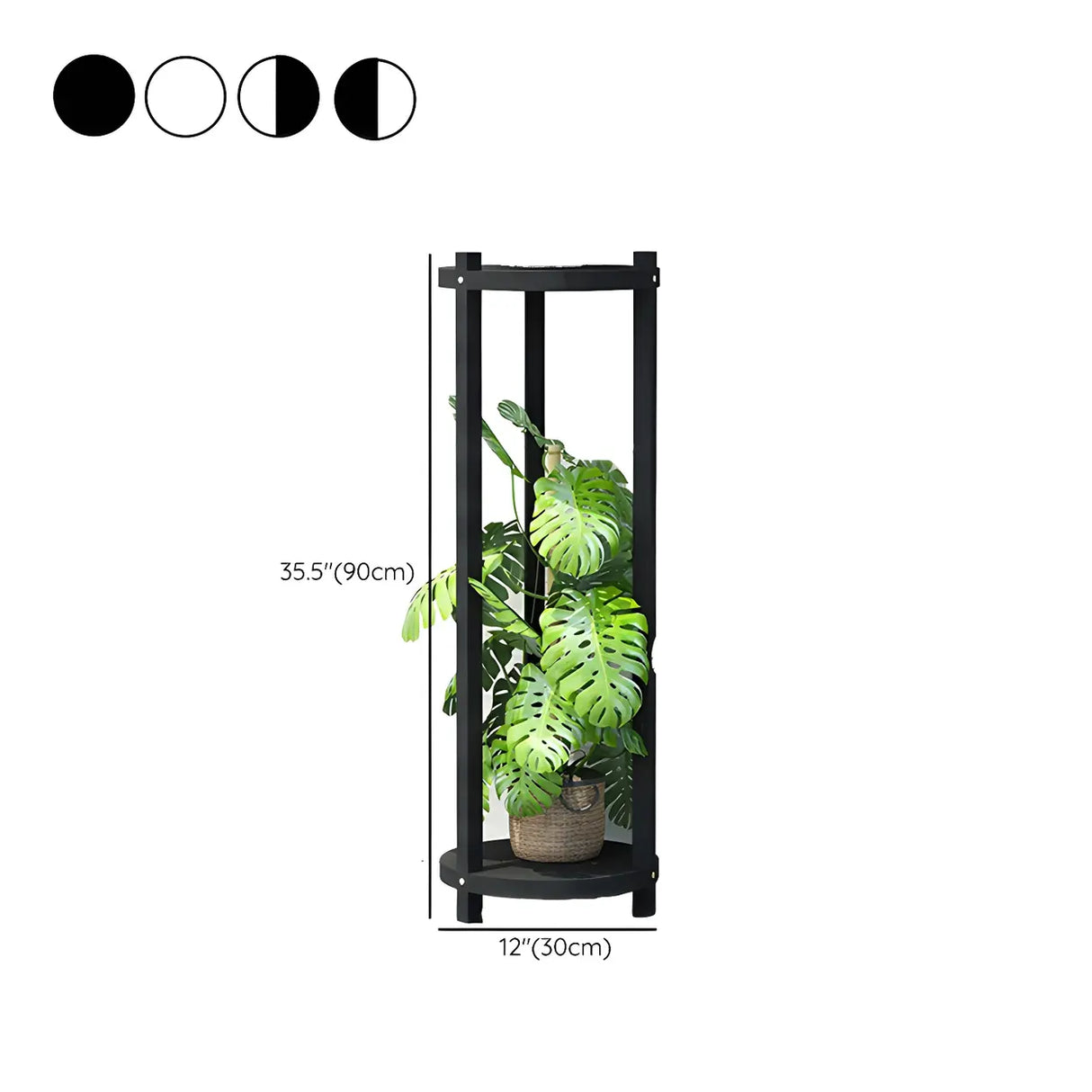 White Display Shelf Round Wood Multi-Tier Plant Stand Image - 28