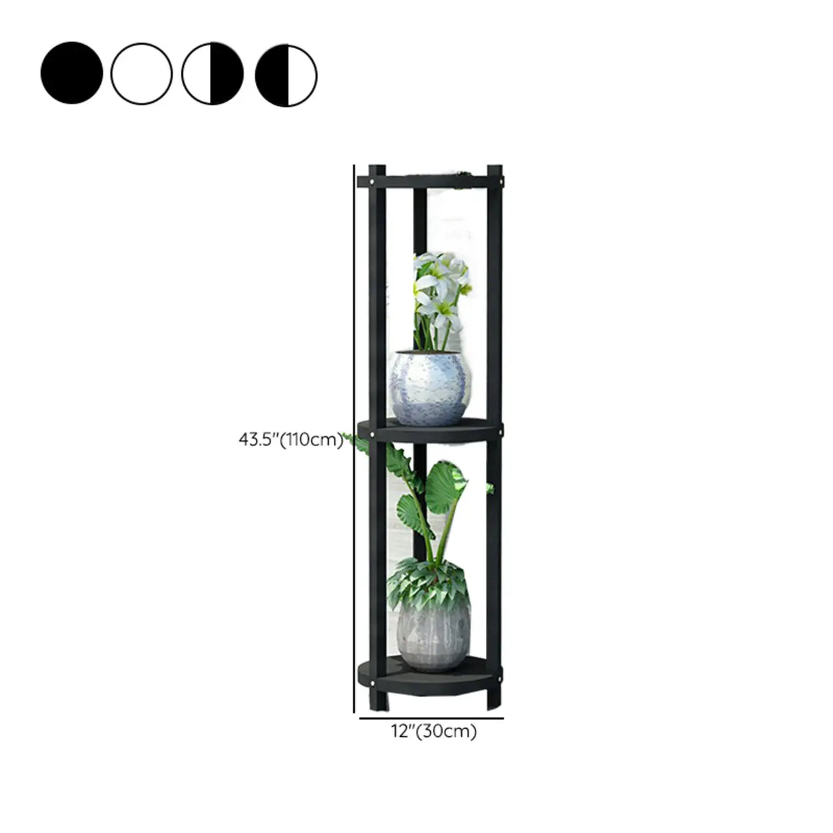 White Display Shelf Round Wood Multi-Tier Plant Stand Image - 29