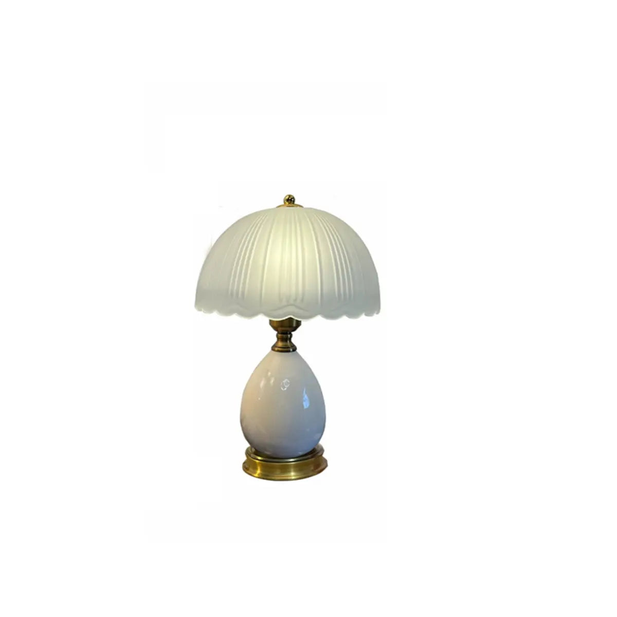White Dome Frosted Glass Shade Ceramic Base Table Lamp Image - 5