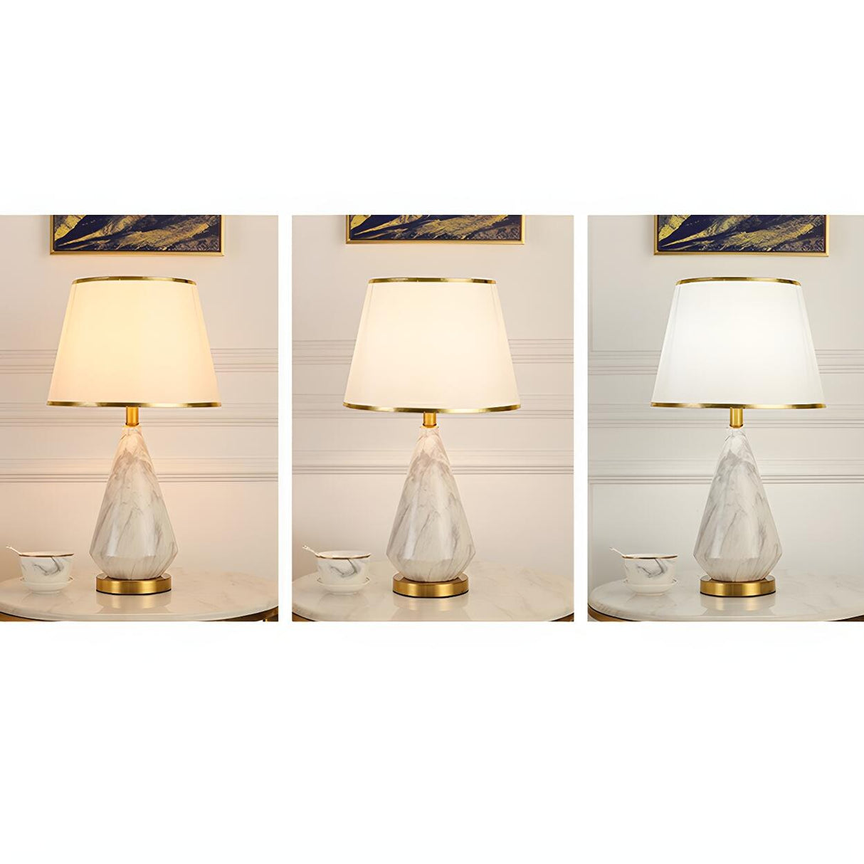 White Fabric Shade Conical Vase Standard Table Lamp Image - 8