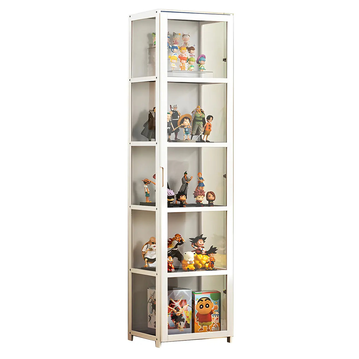 White Fashion Bamboo Clear Figure Display Cabinets Image - 14