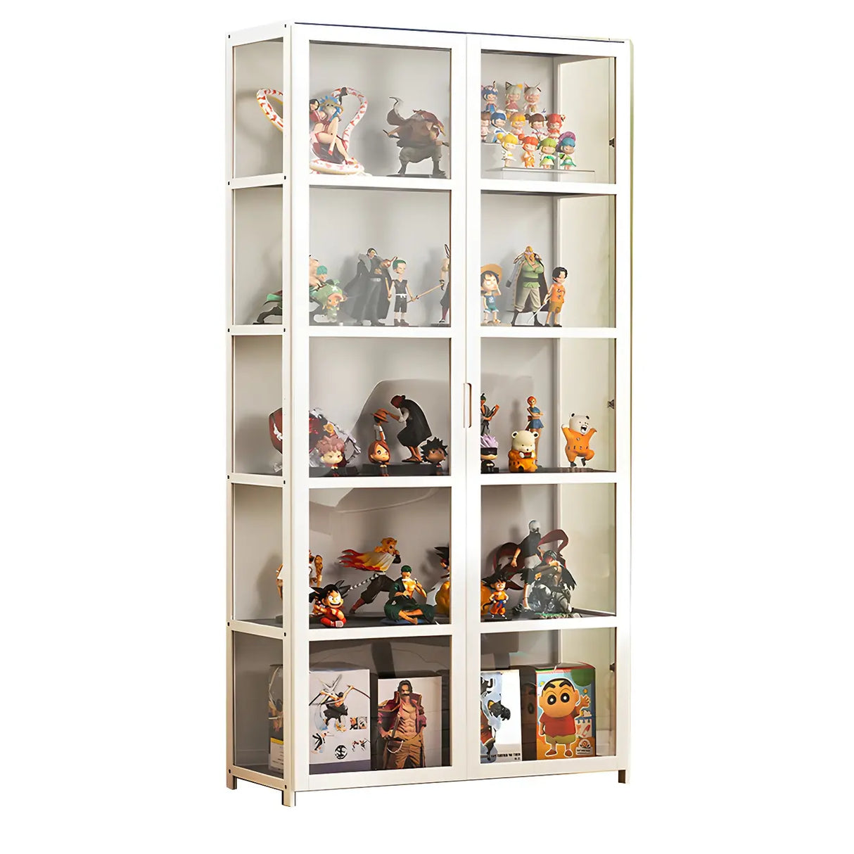 White Fashion Bamboo Clear Figure Display Cabinets Image - 16
