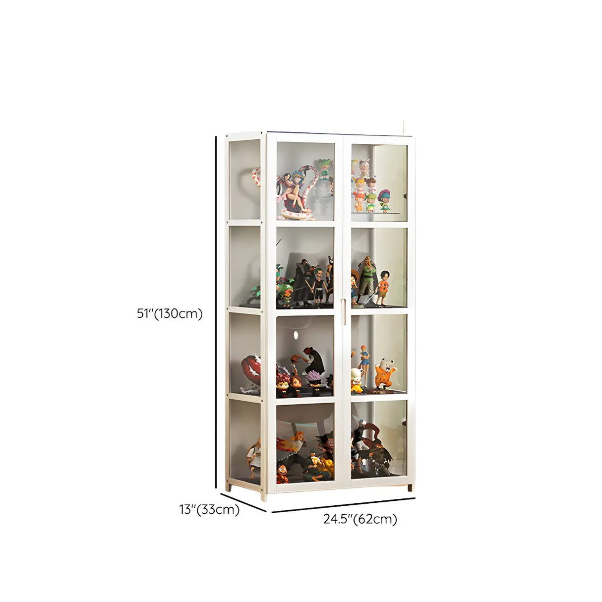 White Fashion Bamboo Clear Figure Display Cabinets Image - 22