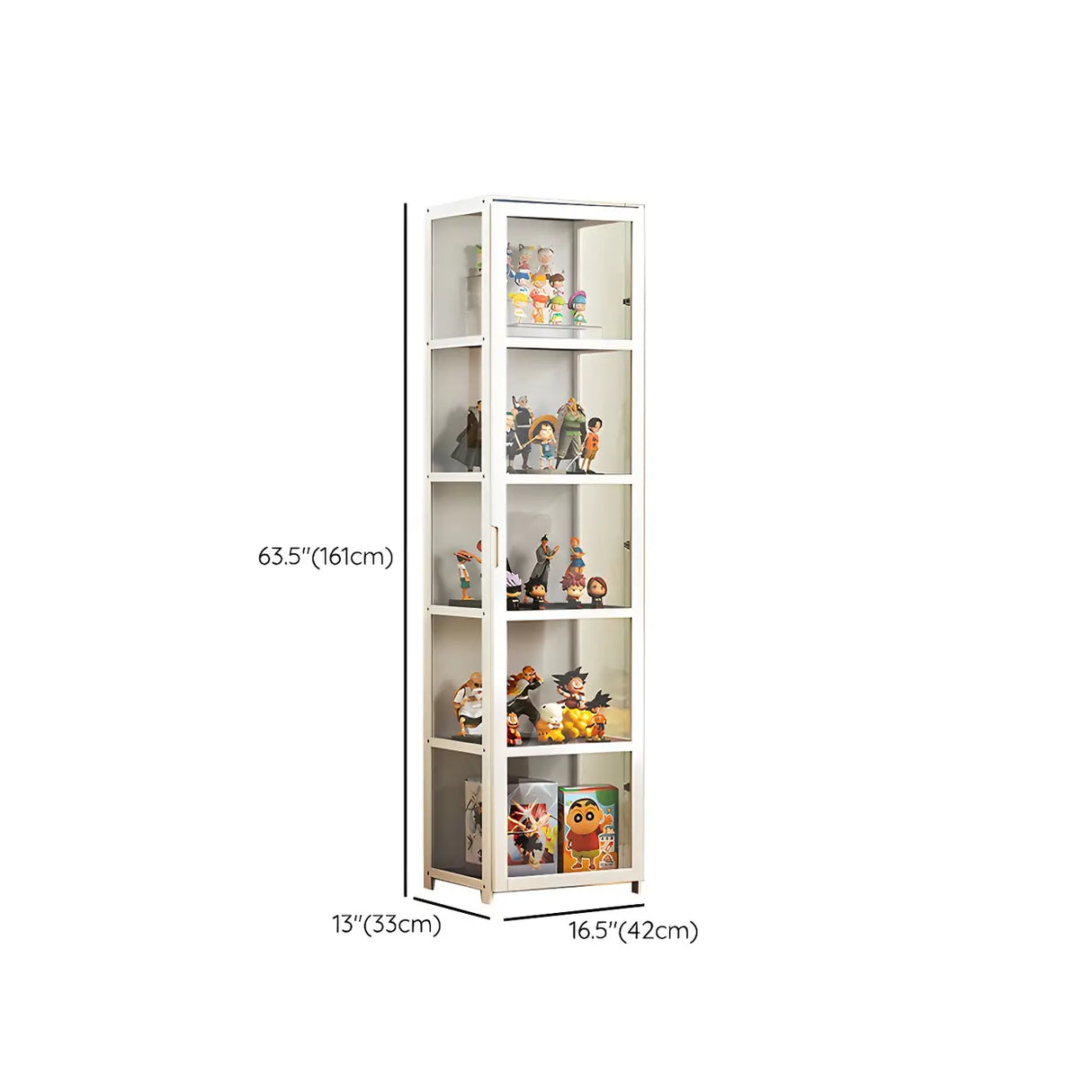 White Fashion Bamboo Clear Figure Display Cabinets Image - 24