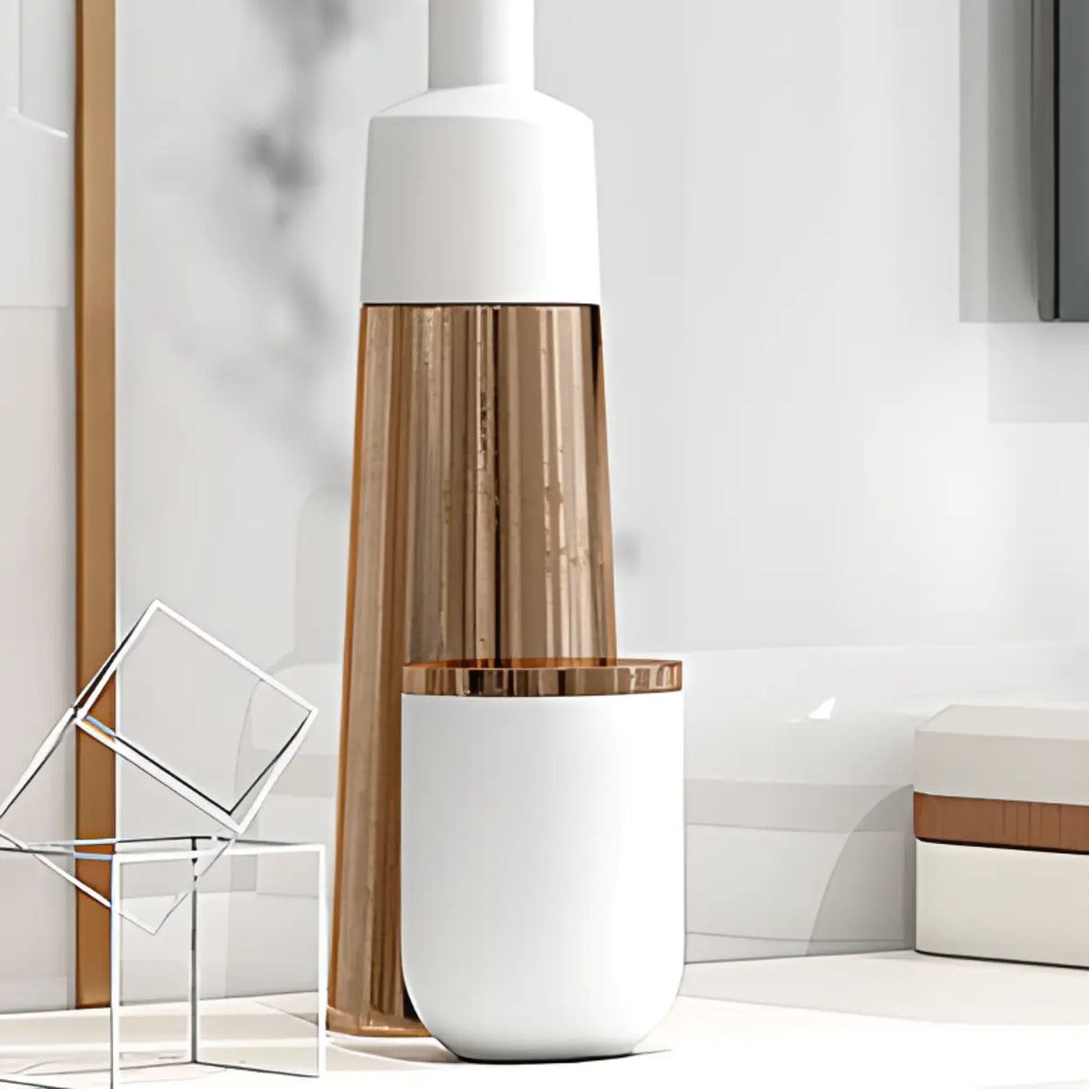 White Faux Marble Drawers Rectangle Long TV Stand Image - 8