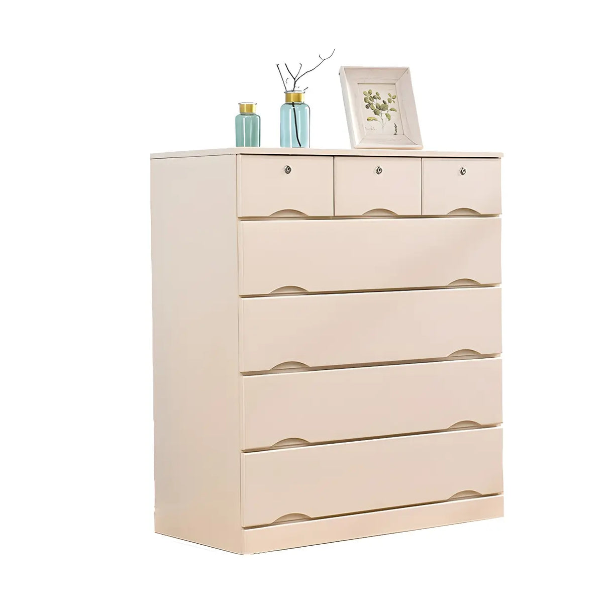 White Finish Wood Dresser with Drawers for Bedroom Image - 12