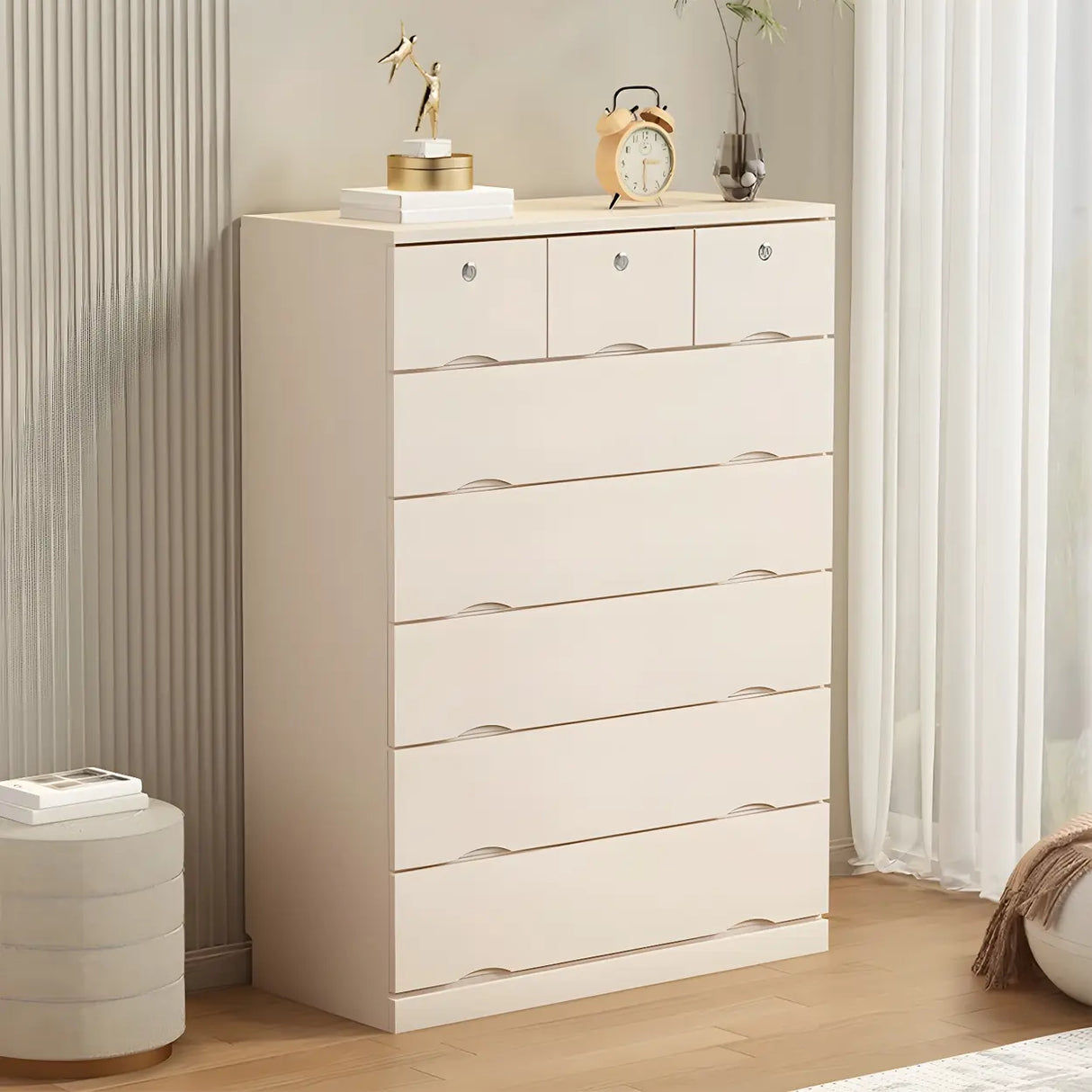 White Finish Wood Dresser with Drawers for Bedroom Image - 1