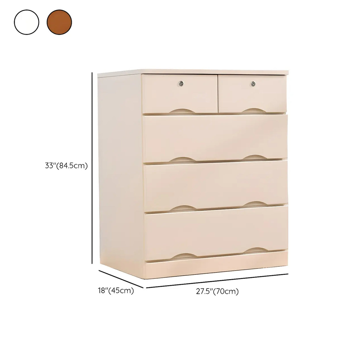 White Finish Wood Dresser with Drawers for Bedroom
