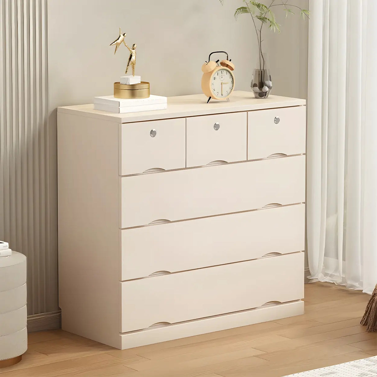 White Finish Wood Dresser with Drawers for Bedroom Image - 3