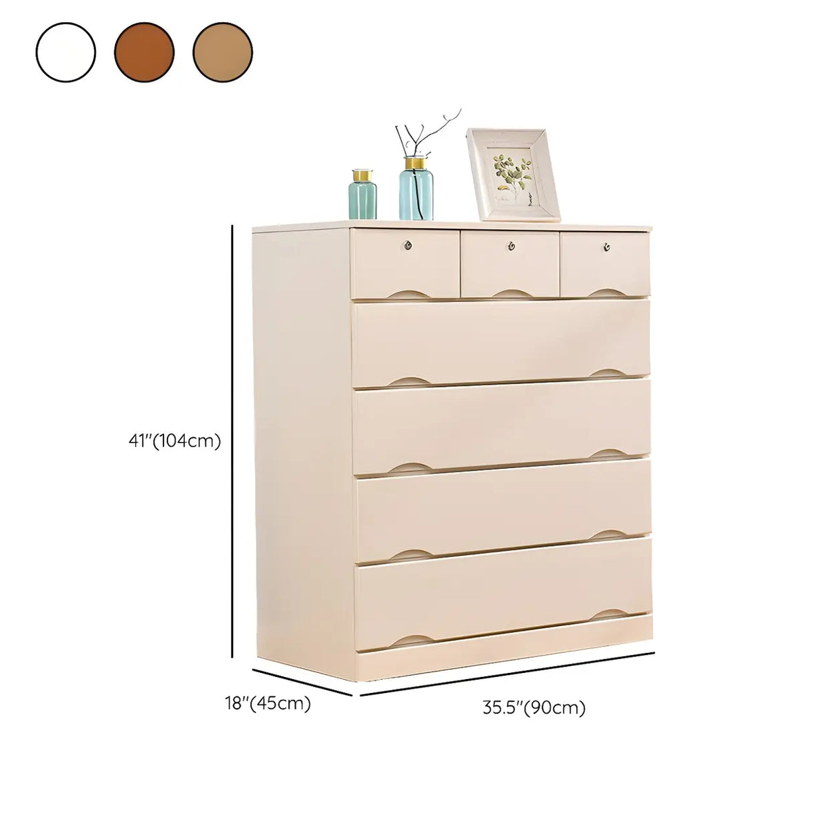 White Finish Wood Dresser with Drawers for Bedroom Image - 43