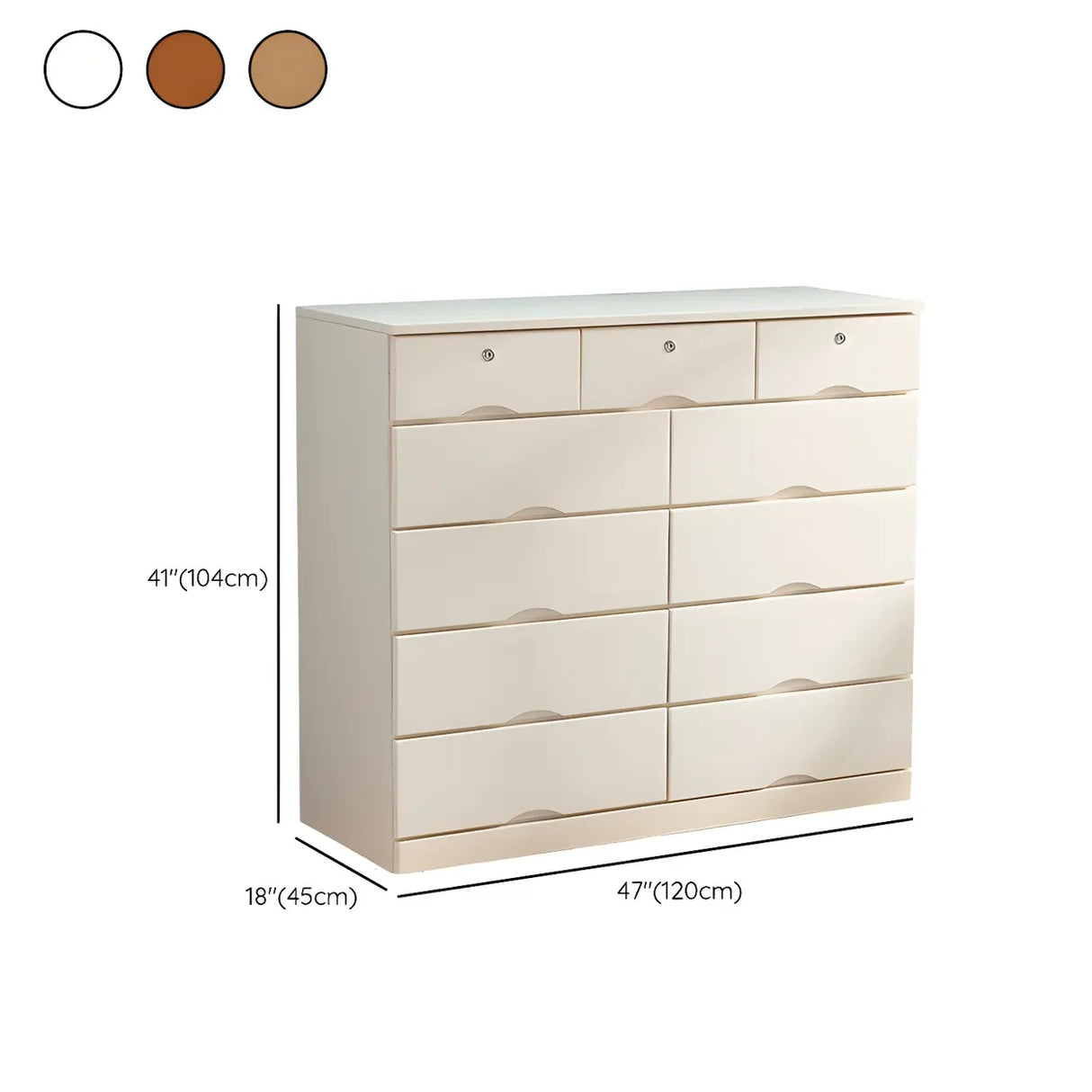 White Finish Wood Dresser with Drawers for Bedroom Image - 46