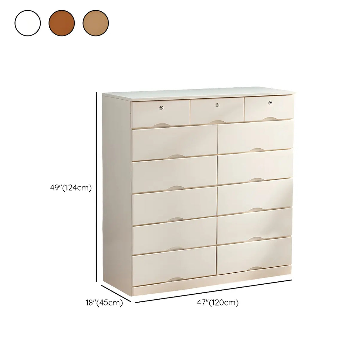 White Finish Wood Dresser with Drawers for Bedroom Image - 47