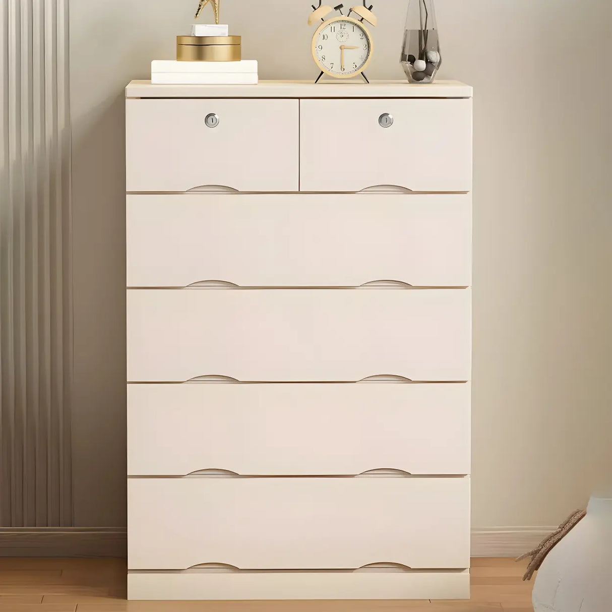 White Finish Wood Dresser with Drawers for Bedroom Image - 5