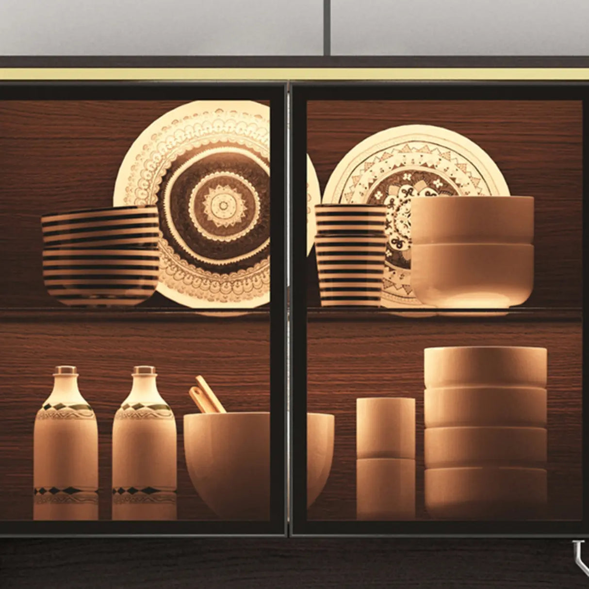 White Floor Wood Kitchen Hutch Storage China Cabinet Image - 12