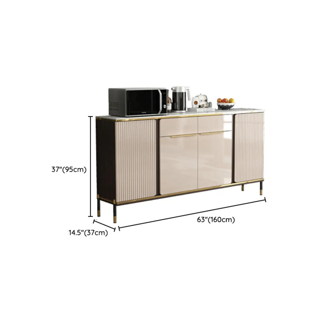 White Floor Wood Kitchen Hutch Storage China Cabinet Image - 18