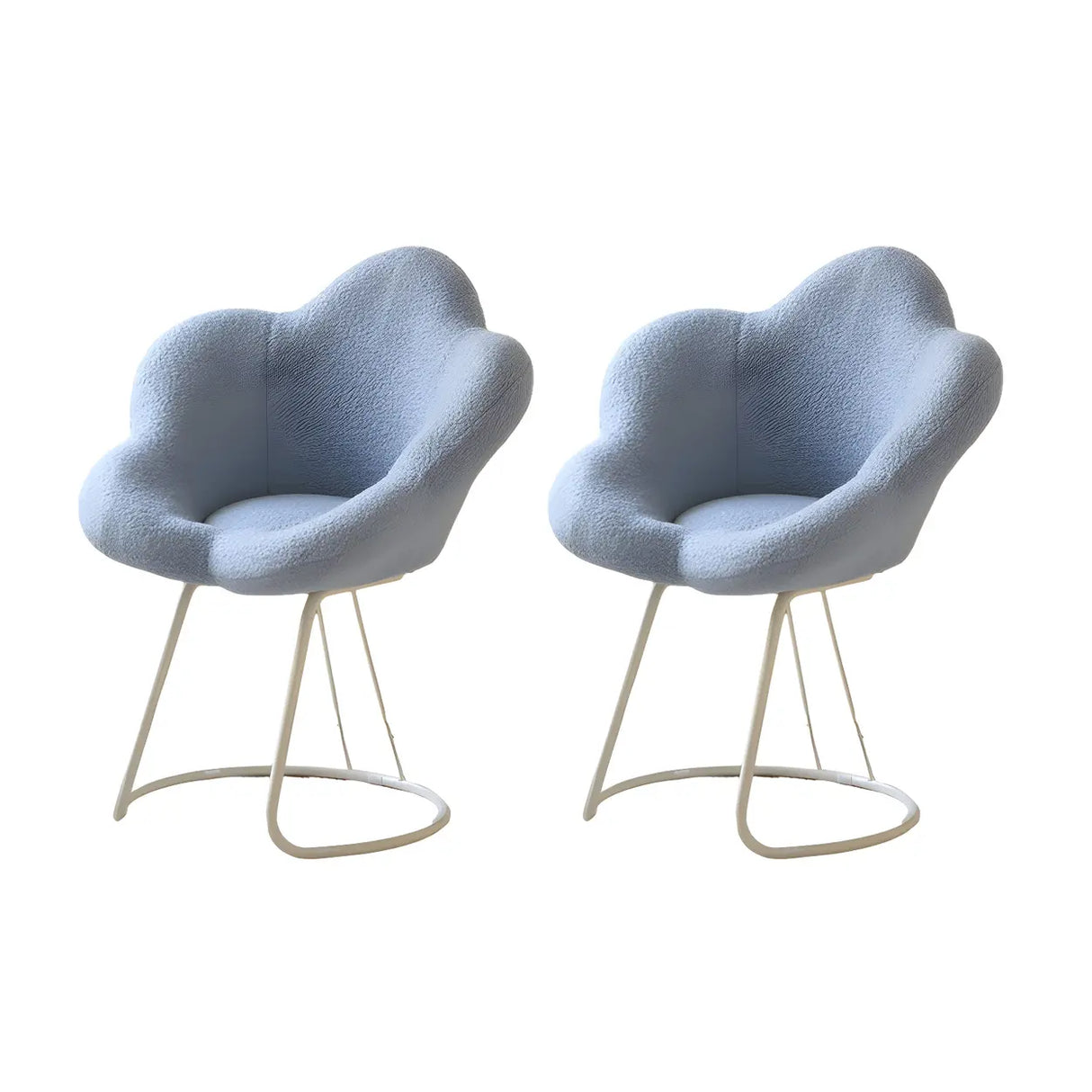 White Flower-Shaped Faux Fur Swivel Solid Color Vanity Stool Image - 36