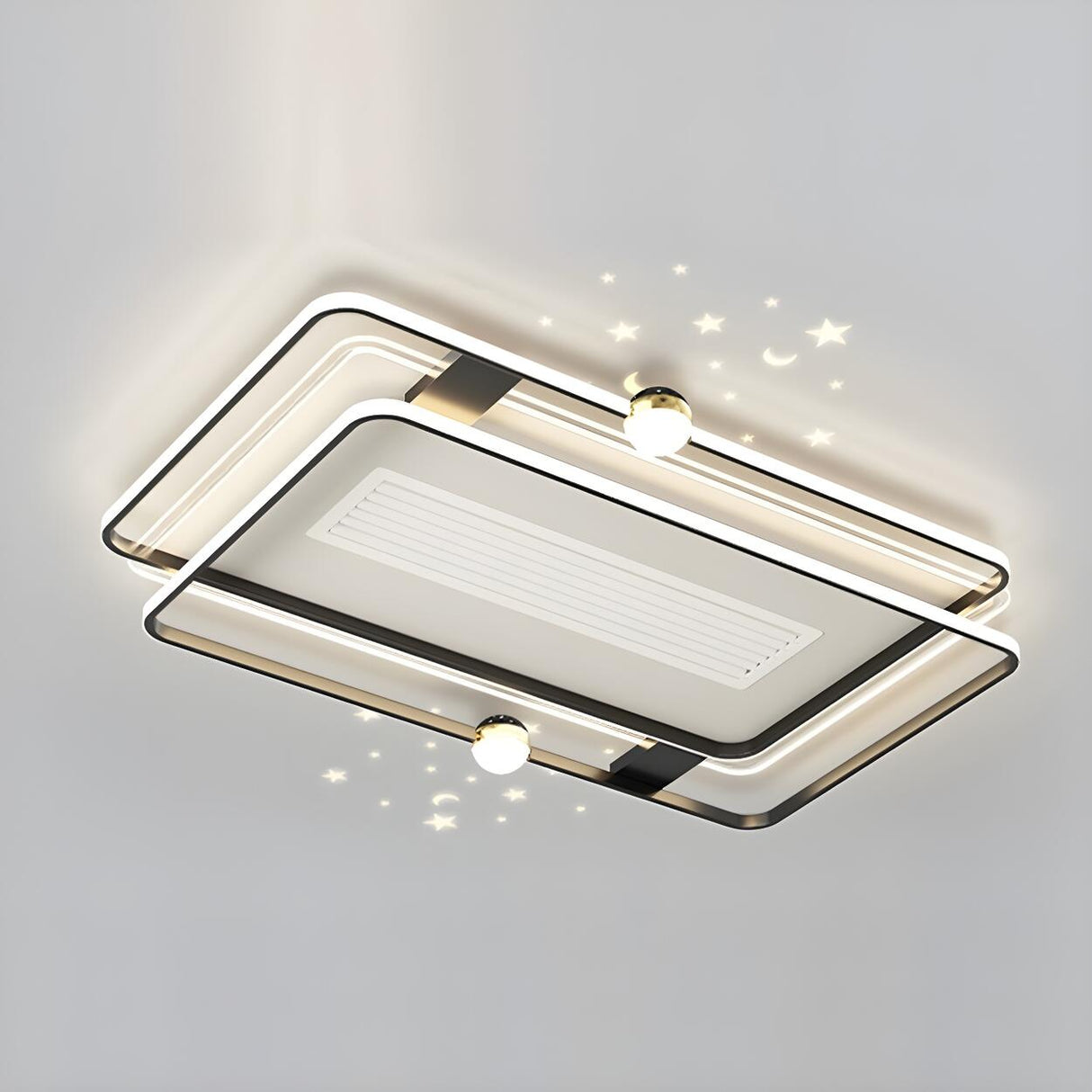 White Flush Simple Geometric Ceiling Fan with LED Light Image - 11