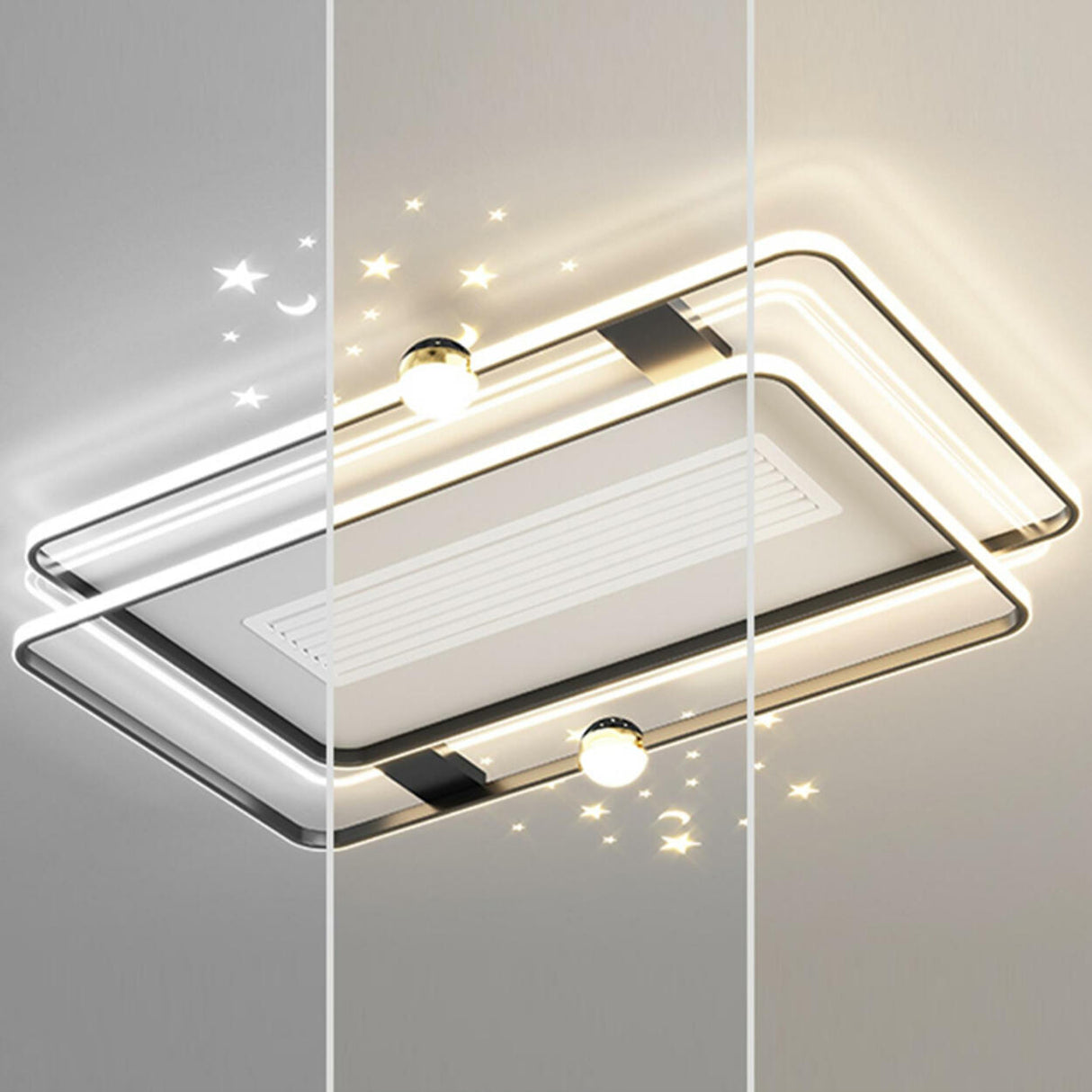 White Flush Simple Geometric Ceiling Fan with LED Light Image - 13