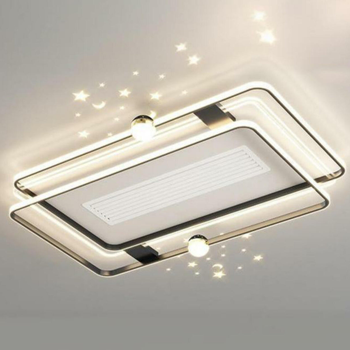 White Flush Simple Geometric Ceiling Fan with LED Light Image - 15