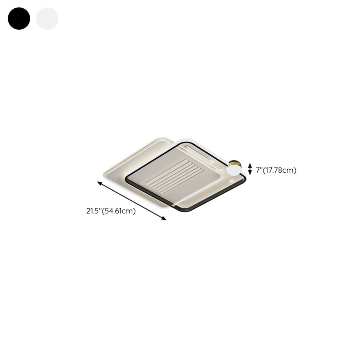 White Flush Simple Geometric Ceiling Fan with LED Light Image - 22