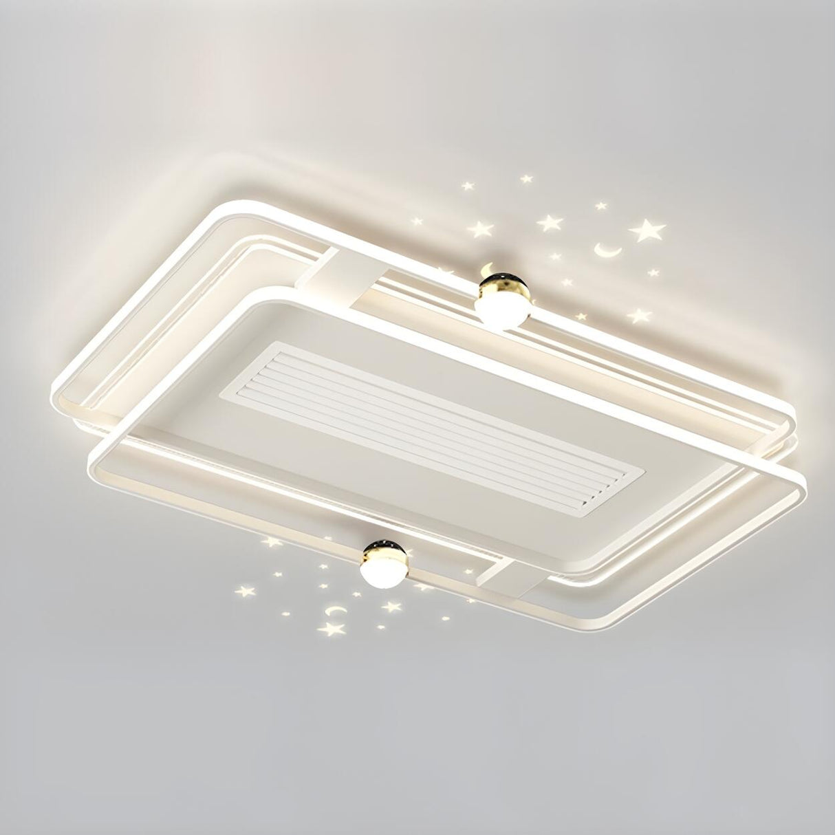 White Flush Simple Geometric Ceiling Fan with LED Light Image - 6