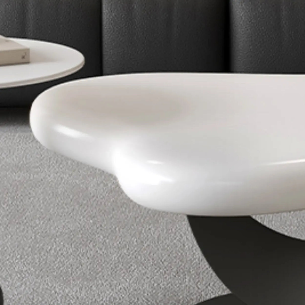 White Free Form Wood Metal Base Nesting Coffee Table Image - 5