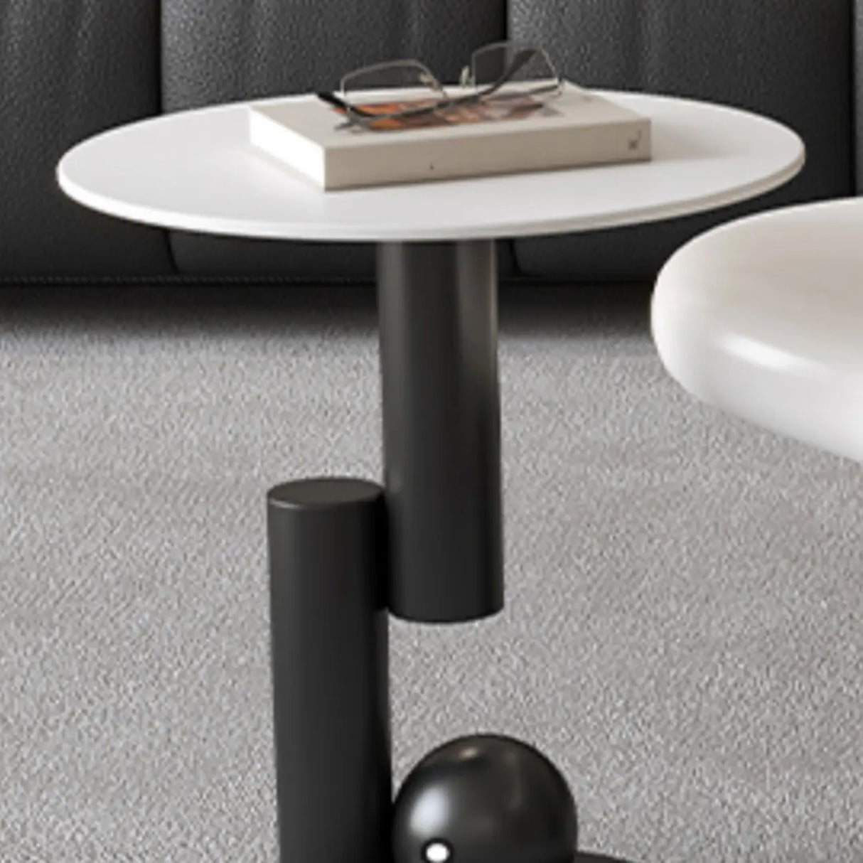 White Free Form Wood Metal Base Nesting Coffee Table Image - 6