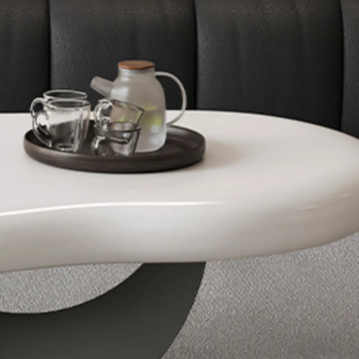 White Free Form Wood Metal Base Nesting Coffee Table Image - 7