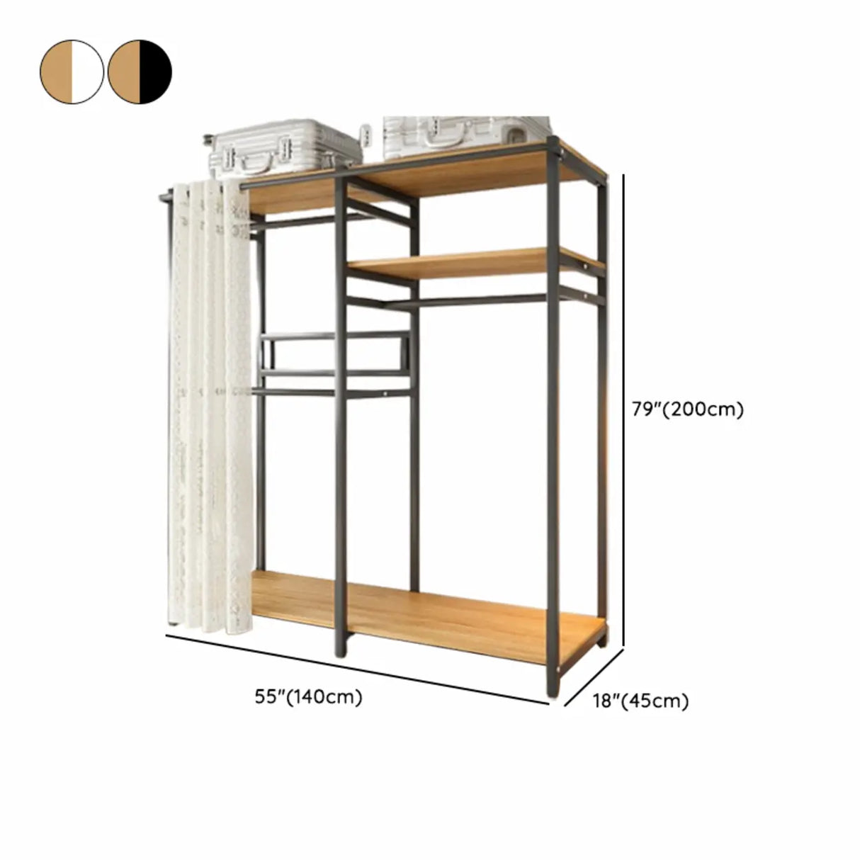 White Freestanding Steel Shelves Coat Rack with Storage Image - 27