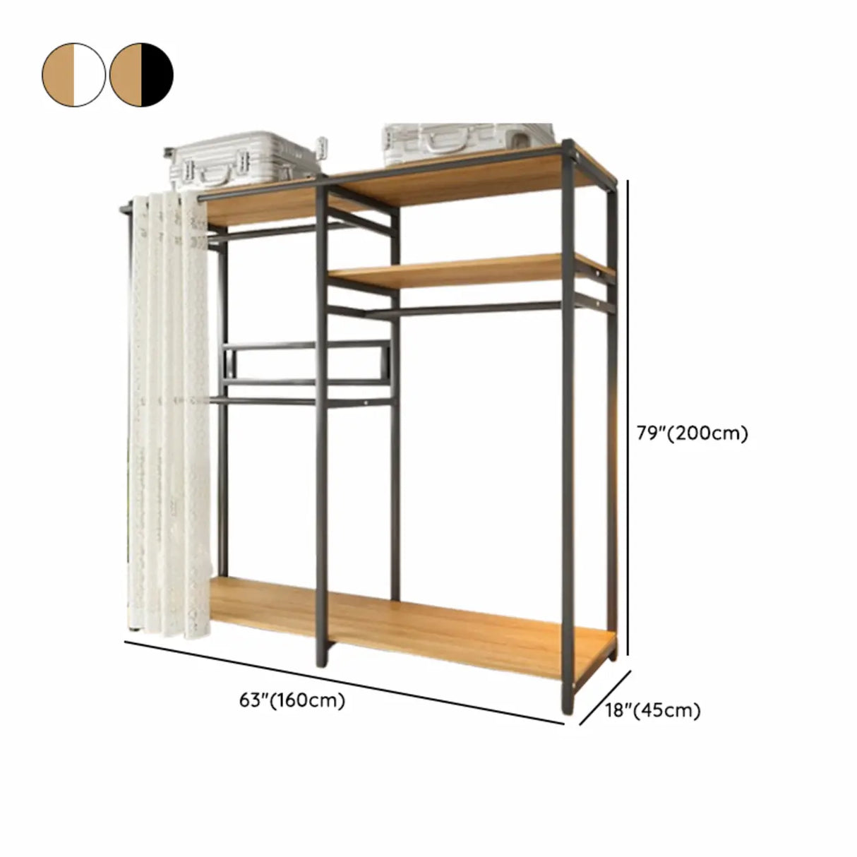 White Freestanding Steel Shelves Coat Rack with Storage Image - 28