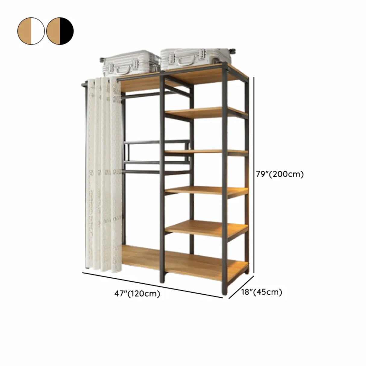 White Freestanding Steel Shelves Coat Rack with Storage Image - 29