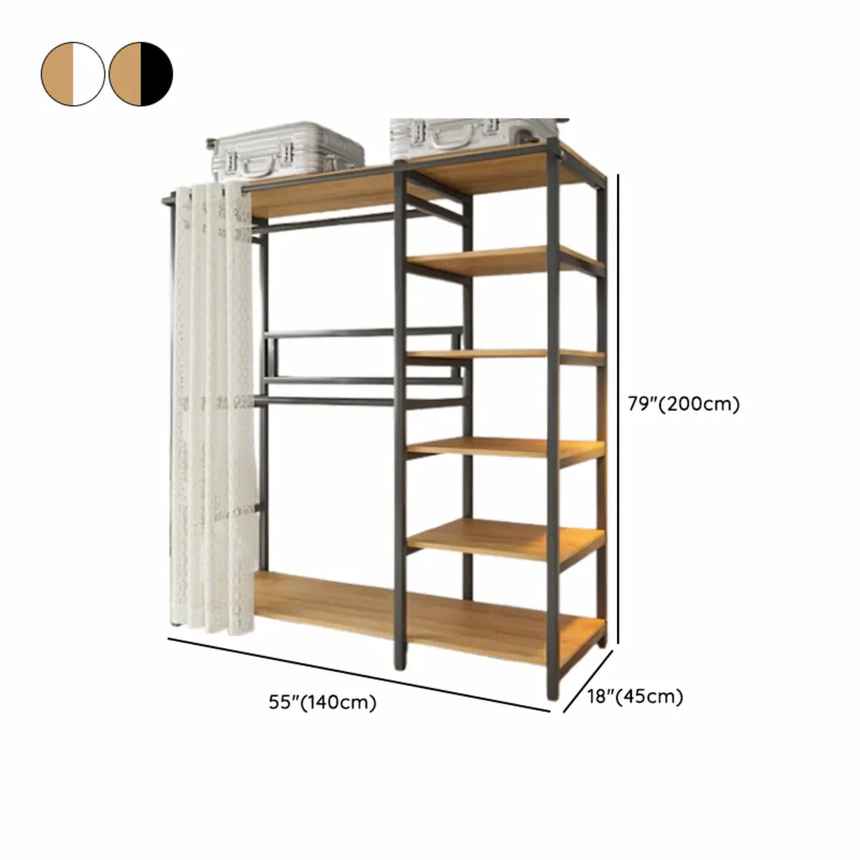 White Freestanding Steel Shelves Coat Rack with Storage Image - 30